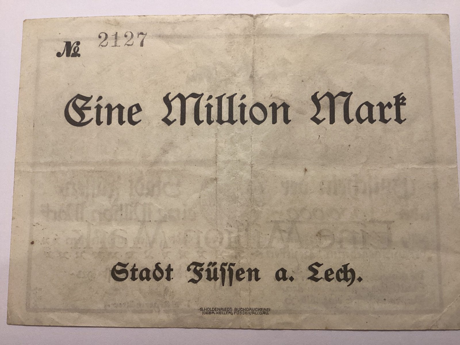 Реверс банкноты 1000000 марок (Германия) 1923 года