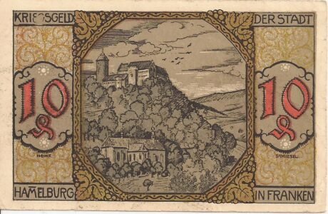 Реверс банкноты 10 fenigów (Niemcy) 1918