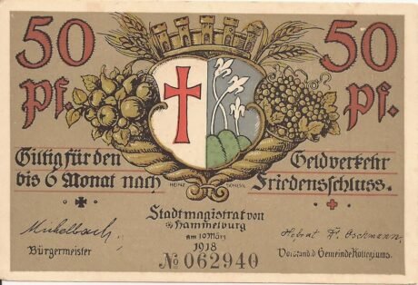 Аверс банкноты 50 fenigów (Niemcy) 1918