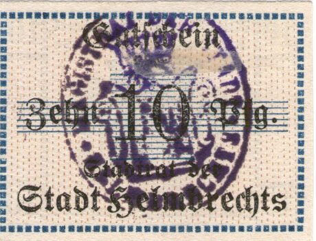 Реверс банкноты 10 fenigów (Niemcy)