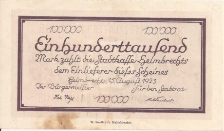 Аверс банкноты 100000 marek (Niemcy) 1923