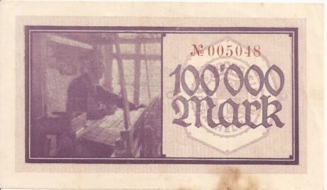 Реверс банкноты 100000 marek (Niemcy) 1923