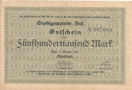 Аверс банкноты 500000 marek (Niemcy) 1923