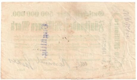 Реверс банкноты 500 000 000 marek Bezirkssparkasse (Niemcy) 1923