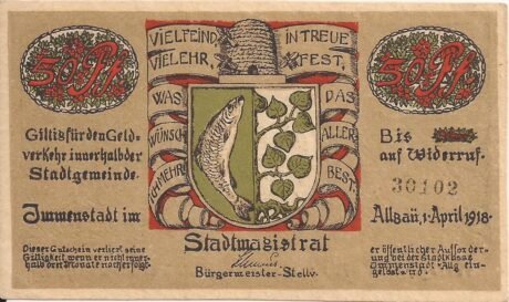 Аверс банкноты 50 fenigów (Niemcy) 1918