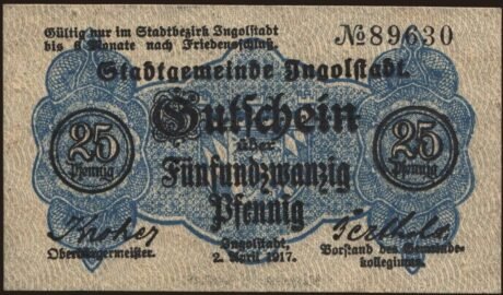 Аверс банкноты 25 пфеннигов (Германия) 1917 года