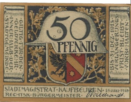 Аверс банкноты 50 fenigów (Niemcy) 1918