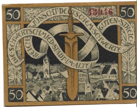 Реверс банкноты 50 fenigów (Niemcy) 1918