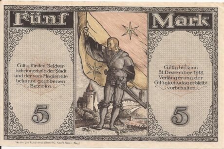 Реверс банкноты 5 marek (Niemcy) 1918