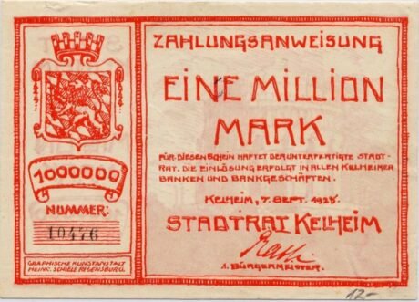 Аверс банкноты 1000000 марок (Германия) 1923 года