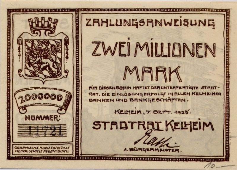 Аверс банкноты 2000000 марок (Германия) 1923 года