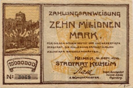 Аверс банкноты 10000000 marek (Niemcy) 1923