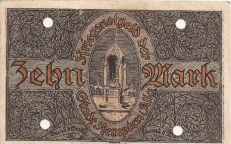 Реверс банкноты 10 marek (Niemcy) 1918