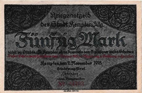 Аверс банкноты 50 marek (Niemcy) 1918