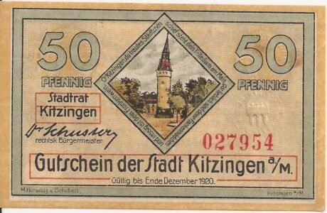 Аверс банкноты 50 fenigów (Niemcy) 1920