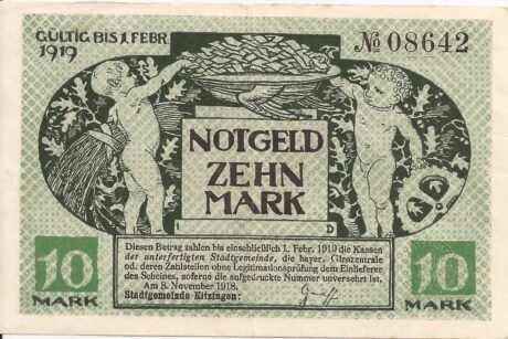 Аверс банкноты 10 marek (Niemcy) 1918