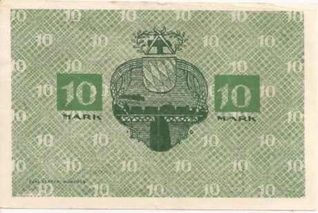 Реверс банкноты 10 marek (Niemcy) 1918