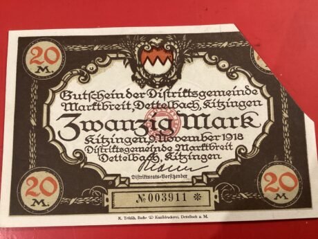 Аверс банкноты 20 marek (Niemcy) 1918