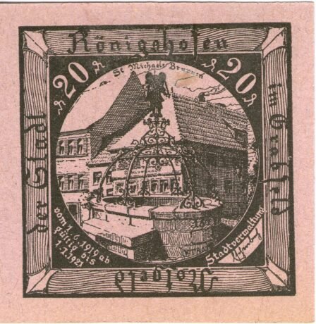 Аверс банкноты 20 fenigów (Niemcy) 1919