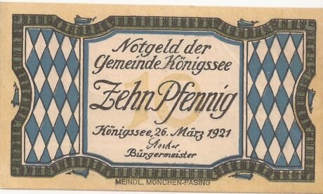 Аверс банкноты 10 fenigów (Niemcy) 1921