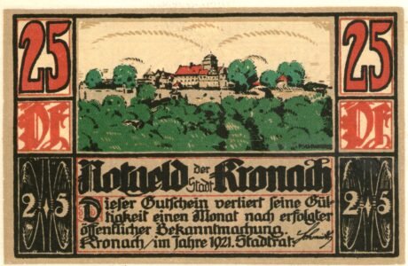 Аверс банкноты 25 fenigów (Niemcy) 1921