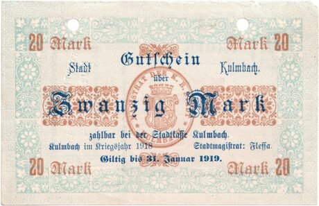 Аверс банкноты 20 marek (Niemcy) 1918