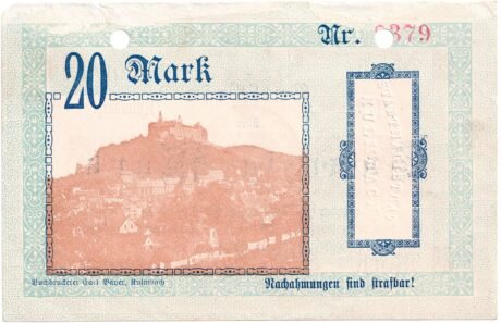 Реверс банкноты 20 marek (Niemcy) 1918