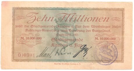 Аверс банкноты 10000000 marek (Niemcy) 1923