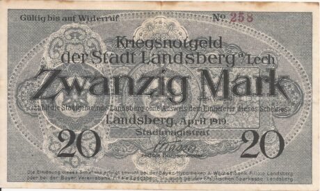 Аверс банкноты 20 marek (Niemcy) 1919