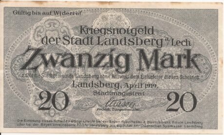 Реверс банкноты 20 marek (Niemcy) 1919