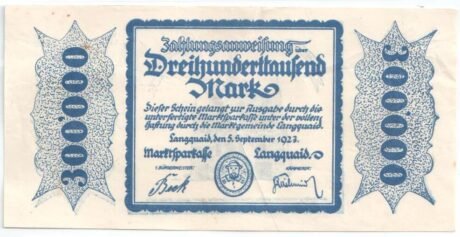 Аверс банкноты 300000 Marktsparkasse (Niemcy) 1923