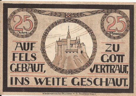 Реверс банкноты 25 fenigów (Niemcy) 1921