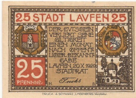 Аверс банкноты 25 fenigów (Niemcy) 1920