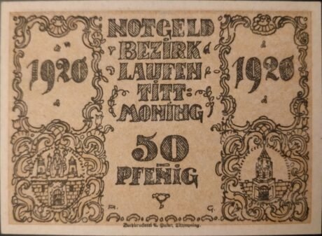 Реверс банкноты 50 fenigów (Niemcy) 1920