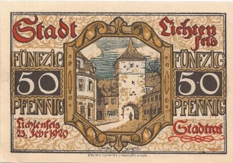 Аверс банкноты 50 fenigów (Niemcy) 1920