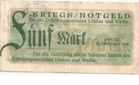 Аверс банкноты 5 marek (Niemcy) 1918