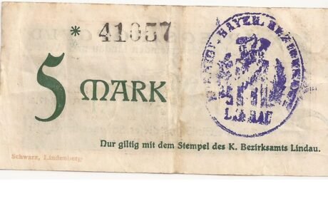 Реверс банкноты 5 marek (Niemcy) 1918