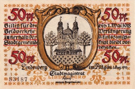 Аверс банкноты 50 fenigów (Niemcy) 1917