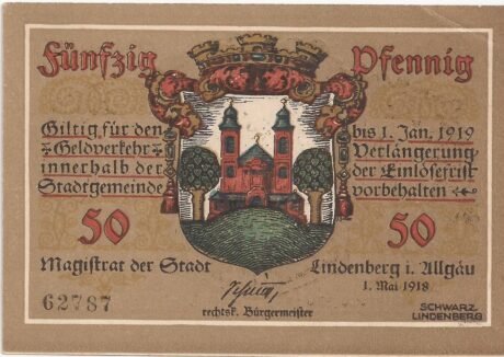 Аверс банкноты 50 fenigów (Niemcy) 1918