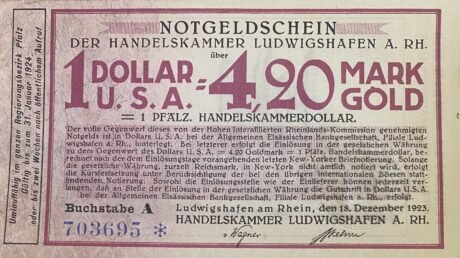 Аверс банкноты 4,20 Goldmark Handelskammer (Niemcy) 1923