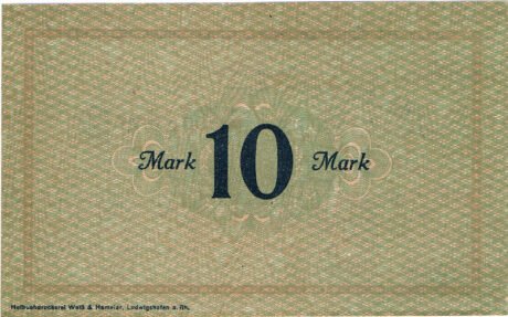 Реверс банкноты 10 marek (Niemcy) 1918