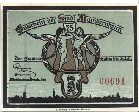 Аверс банкноты 25 fenigów Fleischmarke (Niemcy)