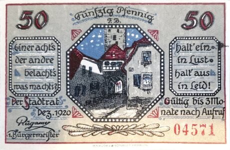 Аверс банкноты 50 fenigów (Niemcy) 1920