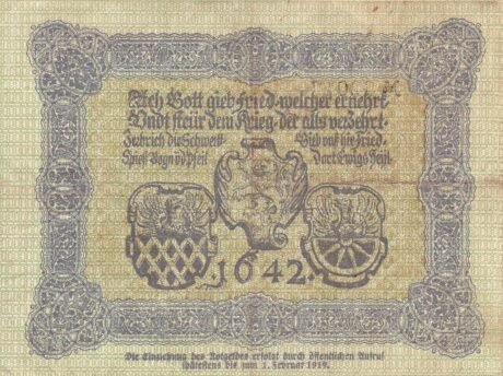 Реверс банкноты 20 марок (Германия) 1918 года