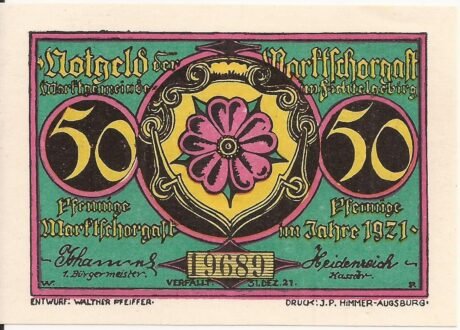 Аверс банкноты 50 fenigów (Niemcy) 1921