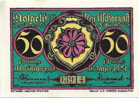 Аверс банкноты 50 fenigów (Niemcy) 1921