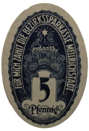Аверс банкноты 5 fenigów Bezirkssparkasse (Niemcy)