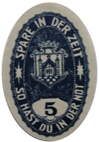 Реверс банкноты 5 fenigów Bezirkssparkasse (Niemcy)