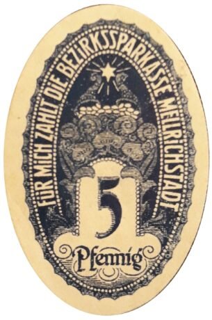 Аверс банкноты 5 fenigów Bezirkssparkasse (Niemcy) 1920