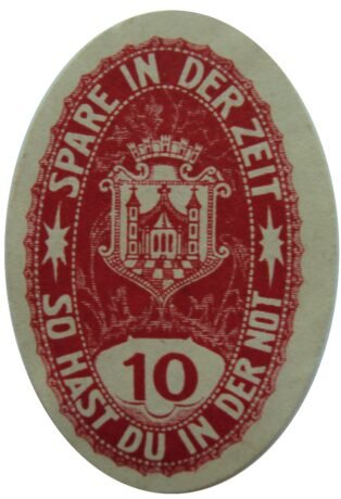 Реверс банкноты 10 fenigów Bezirkssparkasse (Niemcy)